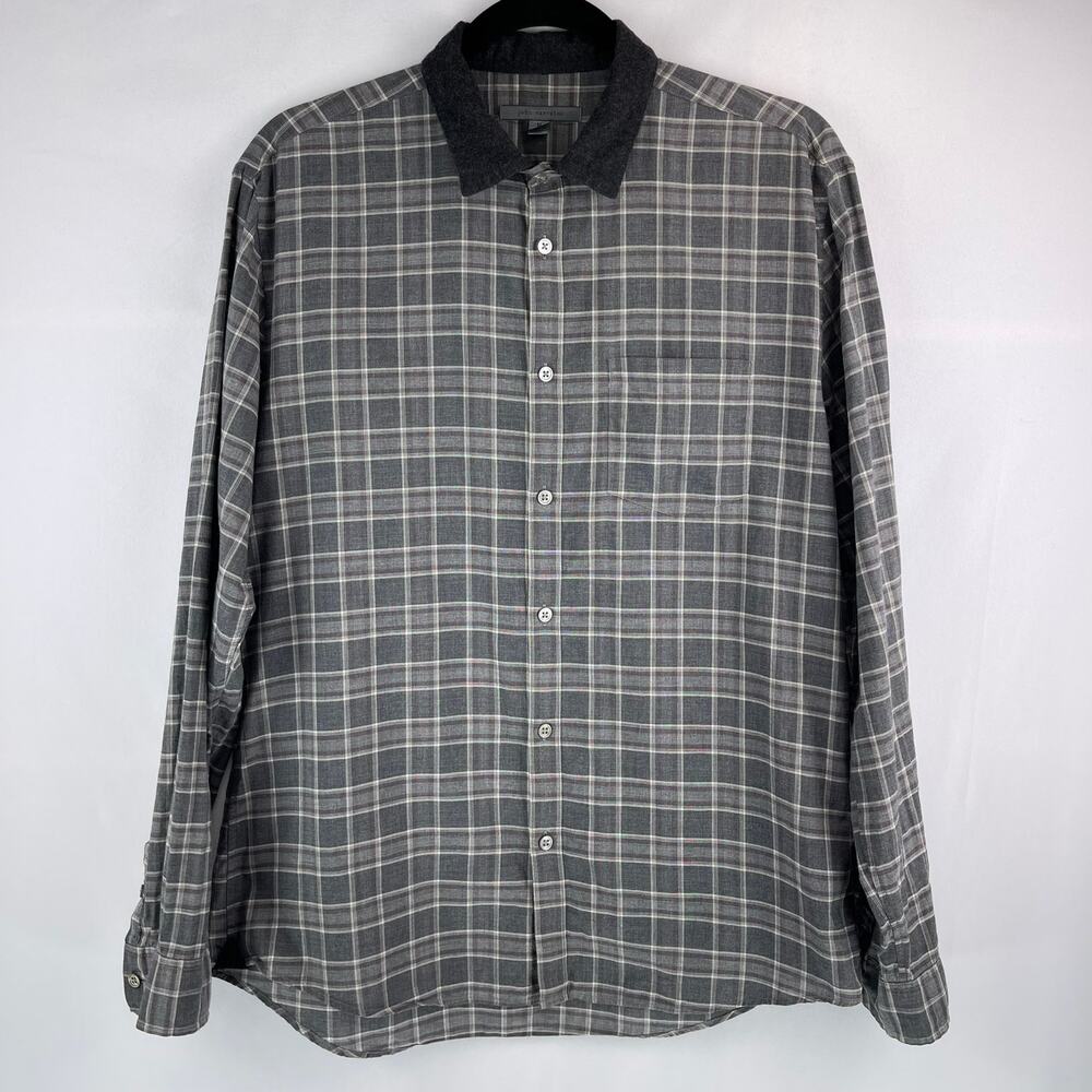 John Varvatos Cotton Plaid Button Down Shirt Size M